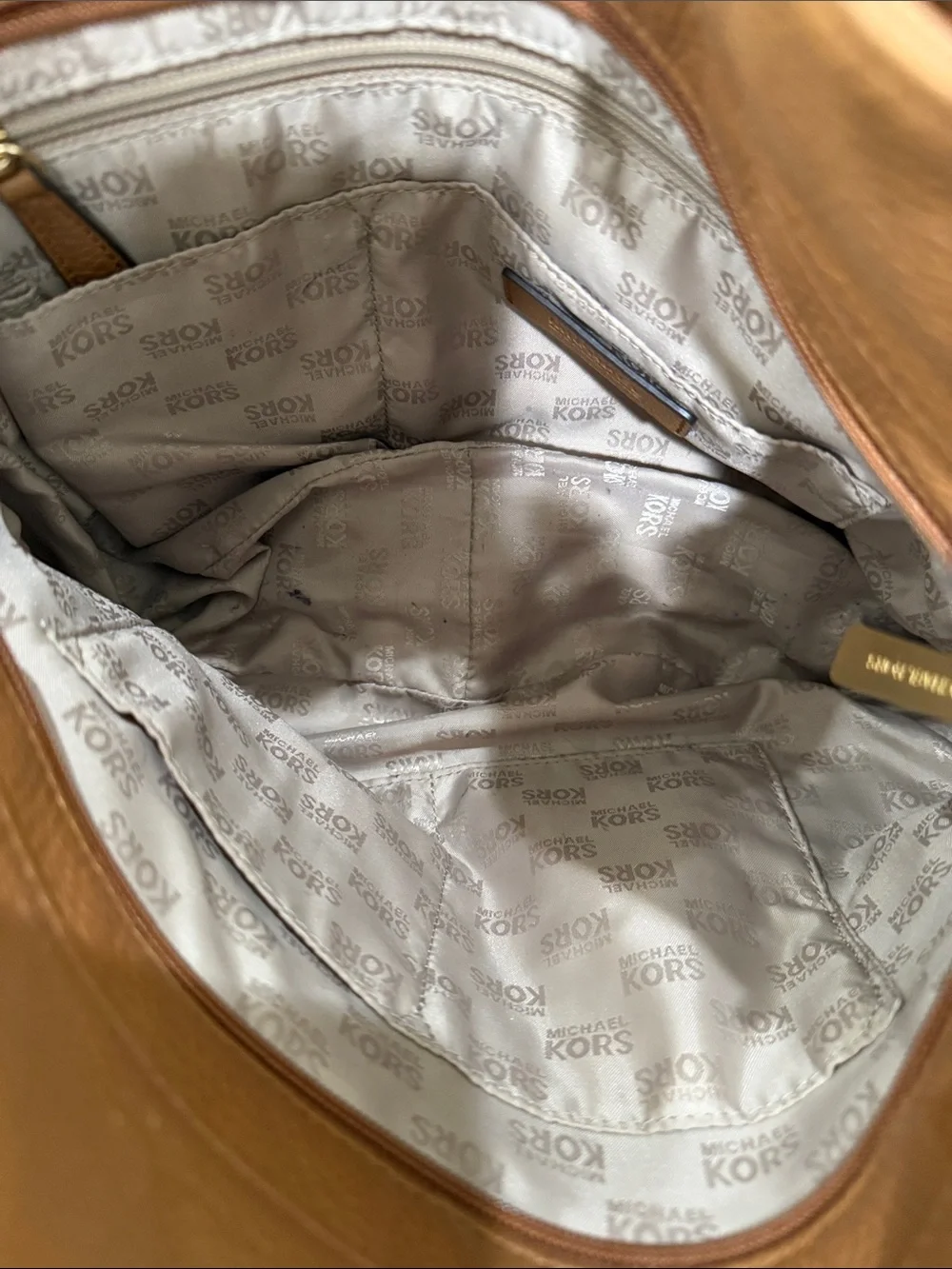 Michael Kors Cognac Leather Hobo with Tassel and Gold Hardware